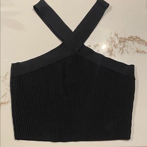 Black Ribbed Women's Crop Top